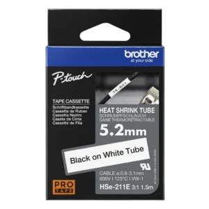 HSE211E_1.webp Rurka termokurczliwa Brother HSe-211 5.2mm Black on White Heat Shrink Tube