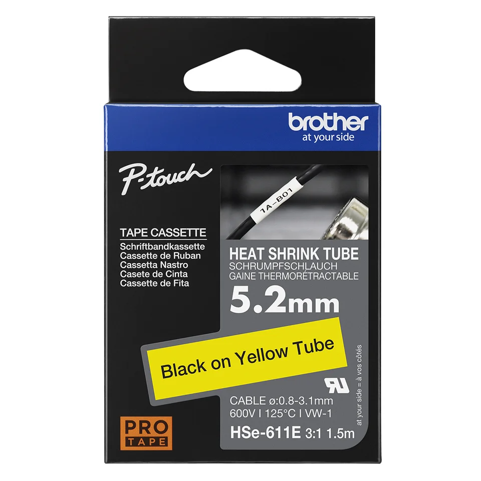 HSE611E_1.webp Rurka termokurczliwa Brother HSe-611 5.2mm Black on Yellow Heat Shrink Tube