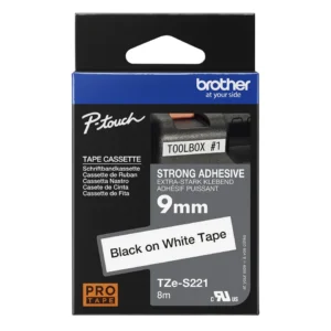 Taśma do etykiet Brother TZe-S221 9mm Black on White Strong Adhesive