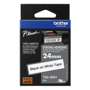 Taśma do etykiet Brother TZe-S251 24mm Black on White Strong Adhesive